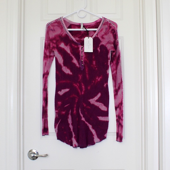 Handmade tie dye Free People thermal top by Hue Revival - Picture 1 of 11